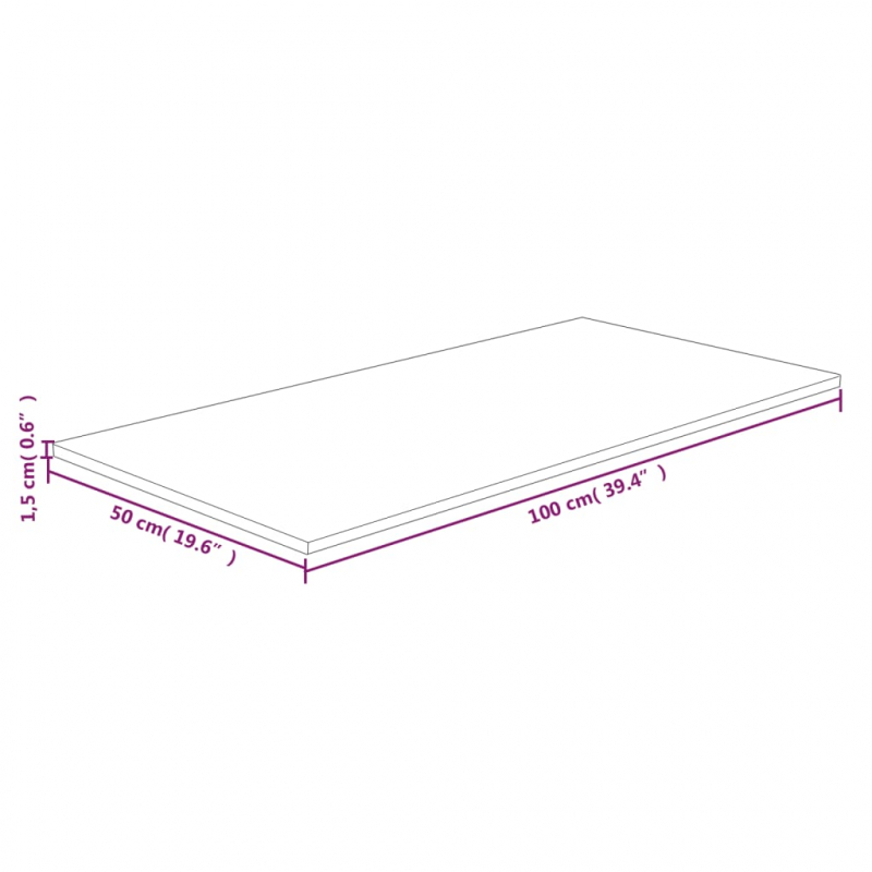 Waschtischplatte Hellbraun 100x50x1,5 cm Massivholz Behandelt