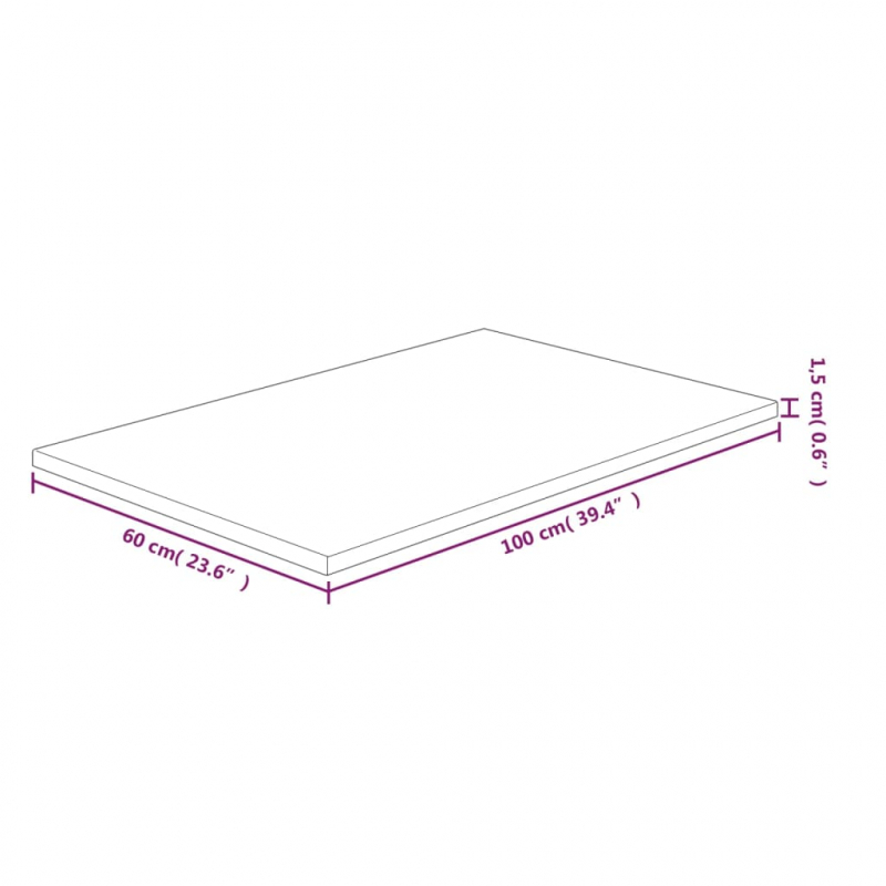 Waschtischplatte Hellbraun 100x60x1,5 cm Massivholz Behandelt