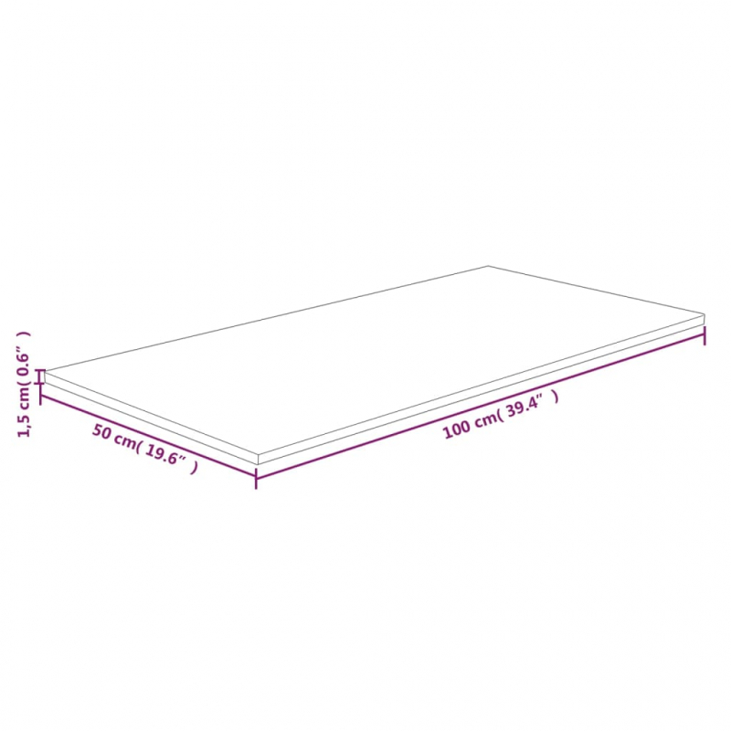 Waschtischplatte Dunkelbraun 100x50x1,5 cm Massivholz Behandelt