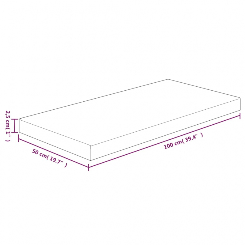 Waschtischplatte Dunkelbraun 100x50x2,5 cm Massivholz Behandelt