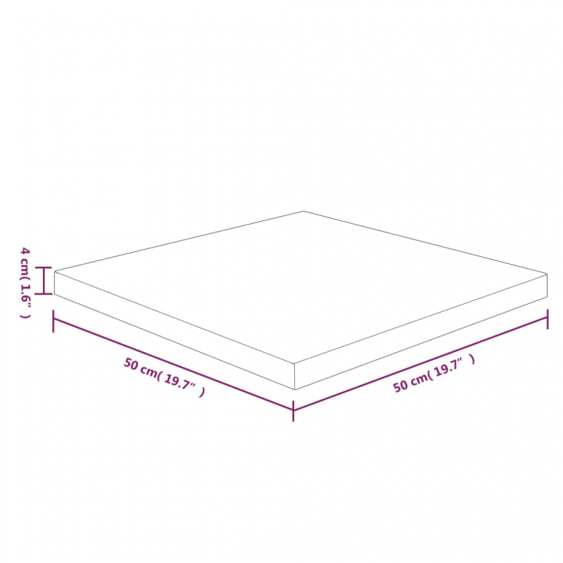 Tischplatte Quadratisch Dunkelbraun 50x50x4cm Behandelte Eiche