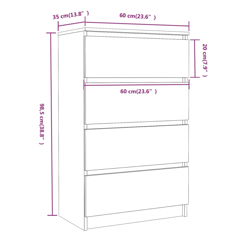 Sideboard Räuchereiche 60x35x98,5 cm Holzwerkstoff