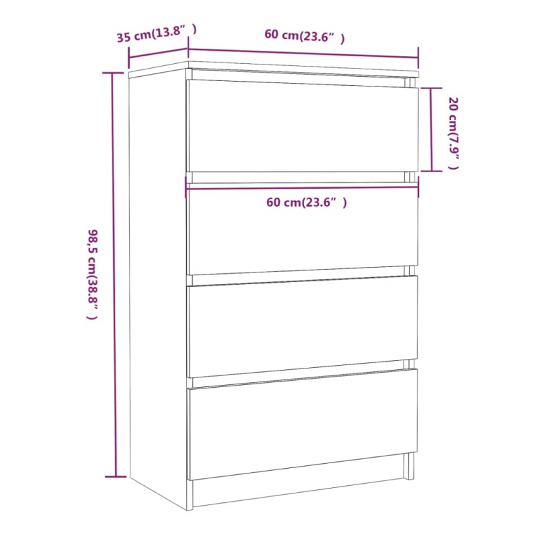 Sideboard Braun Eichen-Optik 60x35x98,5 cm Holzwerkstoff
