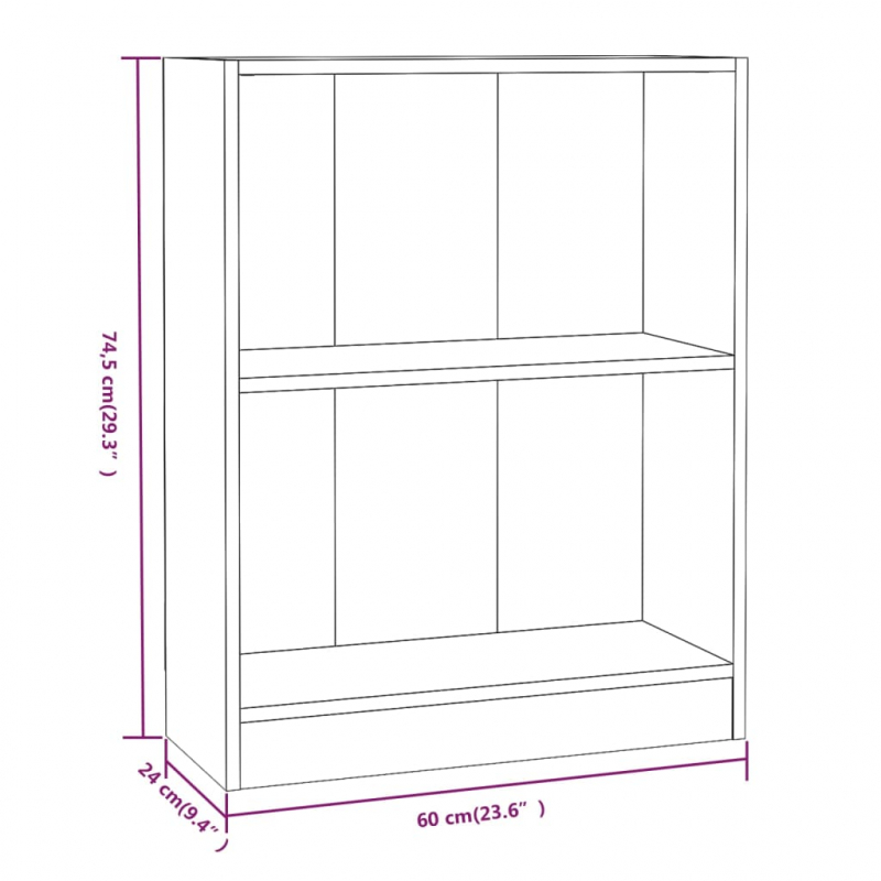 Bücherregal Grau Sonoma 60x24x76 cm Holzwerkstoff