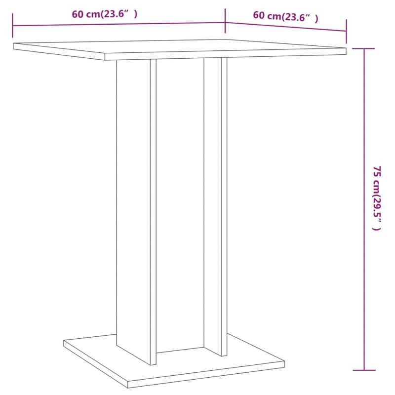 Bistrotisch Braun Eichen-Optik 60x60x75 cm Holzwerkstoff