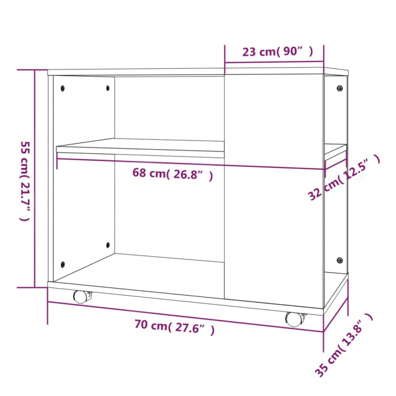 Beistelltisch Räuchereiche 70x35x55 cm Holzwerkstoff