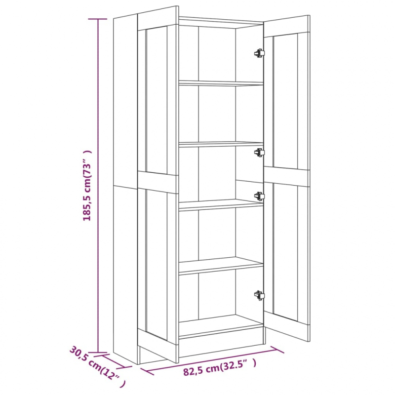 Badezimmerschrank Räuchereiche 82,5x30,5x185,5 cm Holzwerkstoff