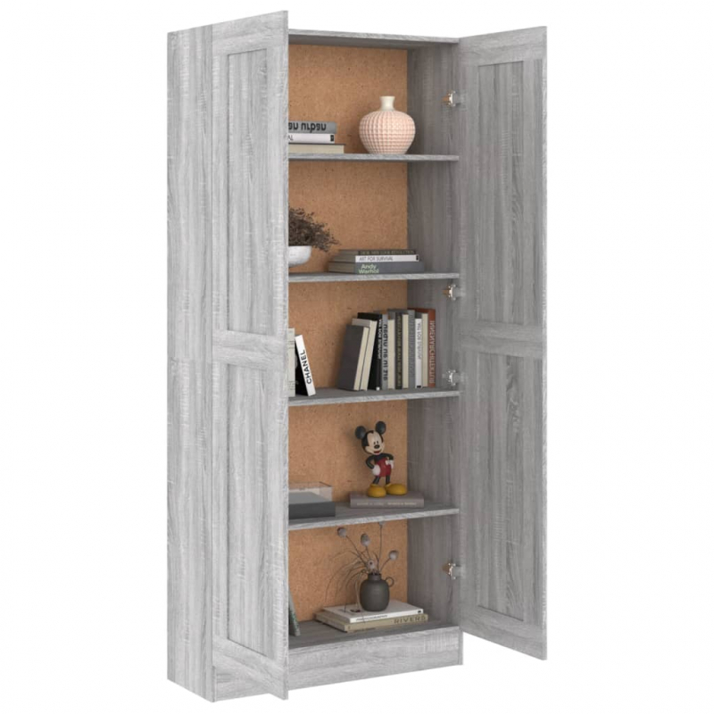 Badezimmerschrank Grau Sonoma 82,5x30,5x185,5 cm Holzwerkstoff