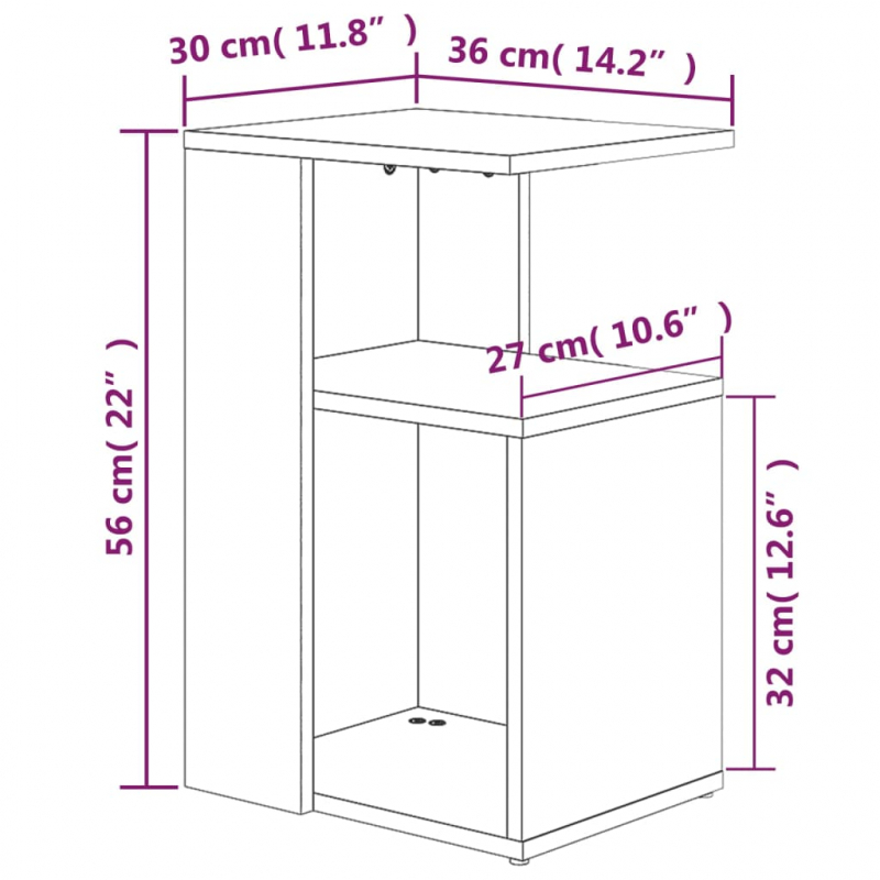 Beistelltisch Braun Eichen-Optik 36x30x56 cm Holzwerkstoff