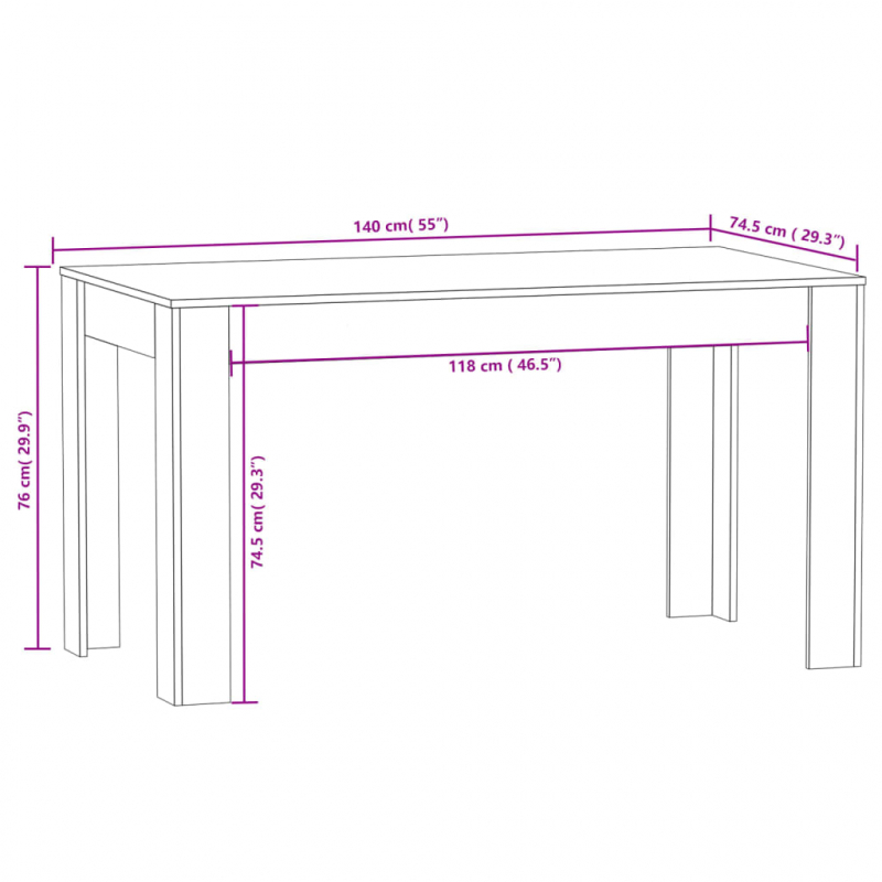 Esstisch Braun Eichen-Optik 140x74,5x76 cm Holzwerkstoff