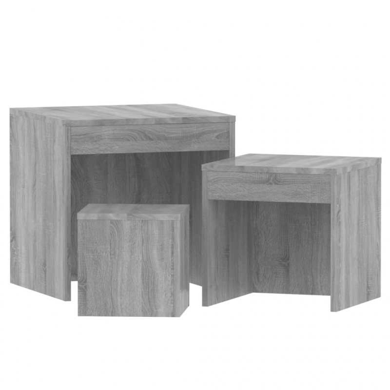 Satztische 3 Stk. Grau Sonoma Holzwerkstoff