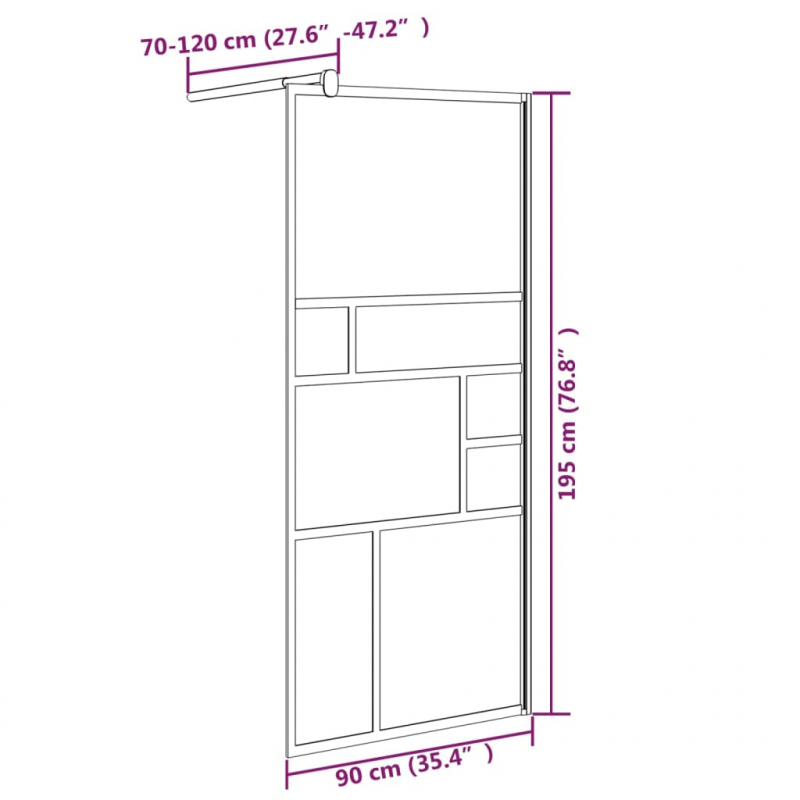 Duschwand für Walk-In Dusche 90x195 cm ESG-Glas Weiß