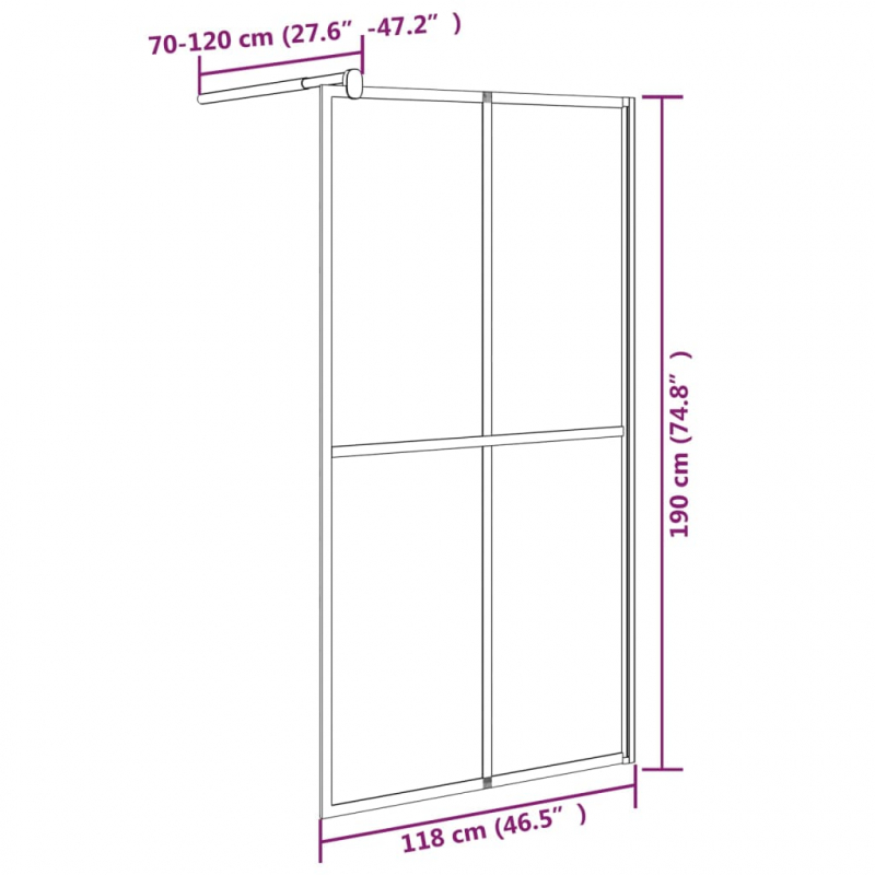 Duschwand für Walk-in Dusche 118x190 cm Dunkles Sicherheitsglas