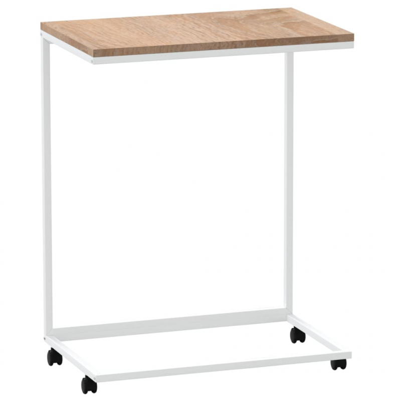 Beistelltisch mit Rollen Weiß 55x35x70 cm Holzwerkstoff