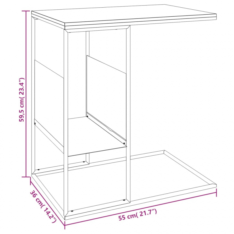 Beistelltisch Schwarz 55x36x59,5 cm Holzwerkstoff