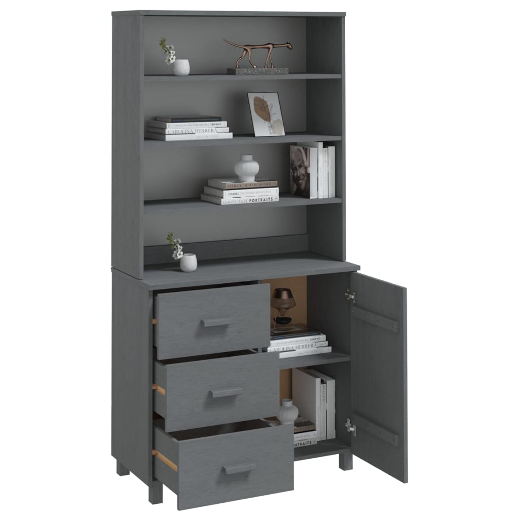 Highboard HAMAR Massivholz Kiefer Dunkelgrau