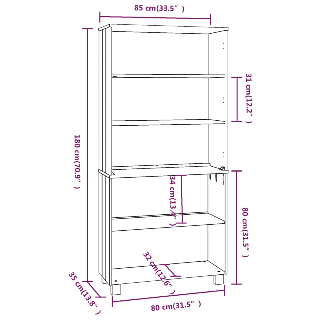 Highboard HAMAR Massivholz Kiefer Weiß