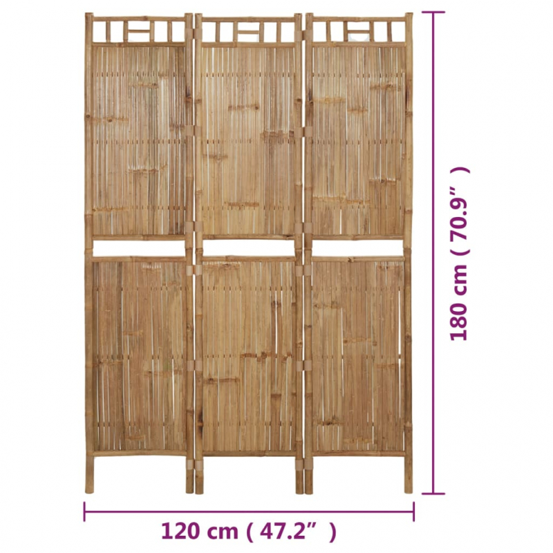 3-tlg. Raumteiler Bambus 120x180 cm