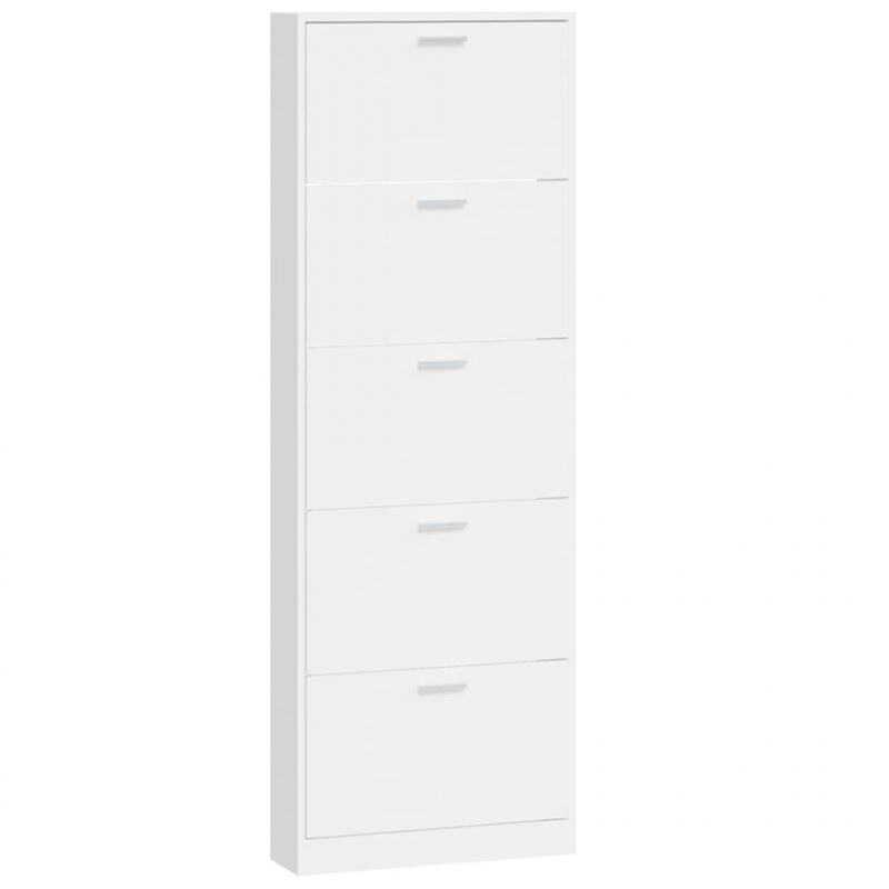 Schuhschrank Hochglanz-Weiß 59x17x169 cm Holzwerkstoff