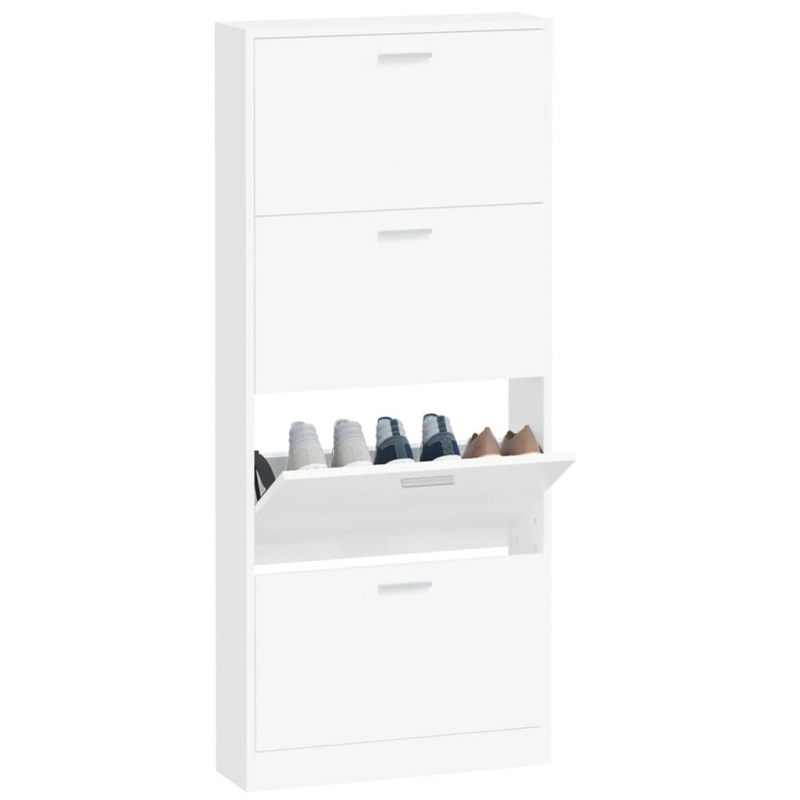 Schuhschrank Weiß 59x17x150 cm Holzwerkstoff