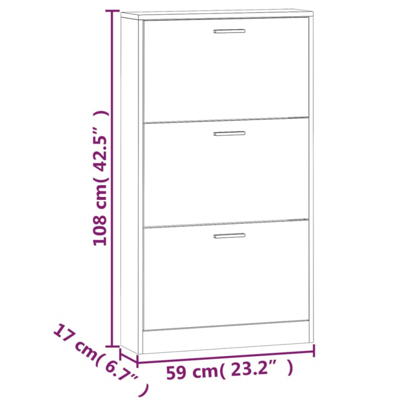 Schuhschrank Grau Sonoma 59x17x108 cm Holzwerkstoff