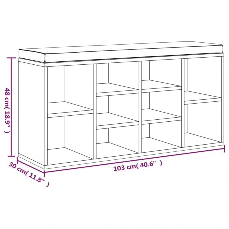 Schuhbank Betongrau 103x30x48 cm Holzwerkstoff