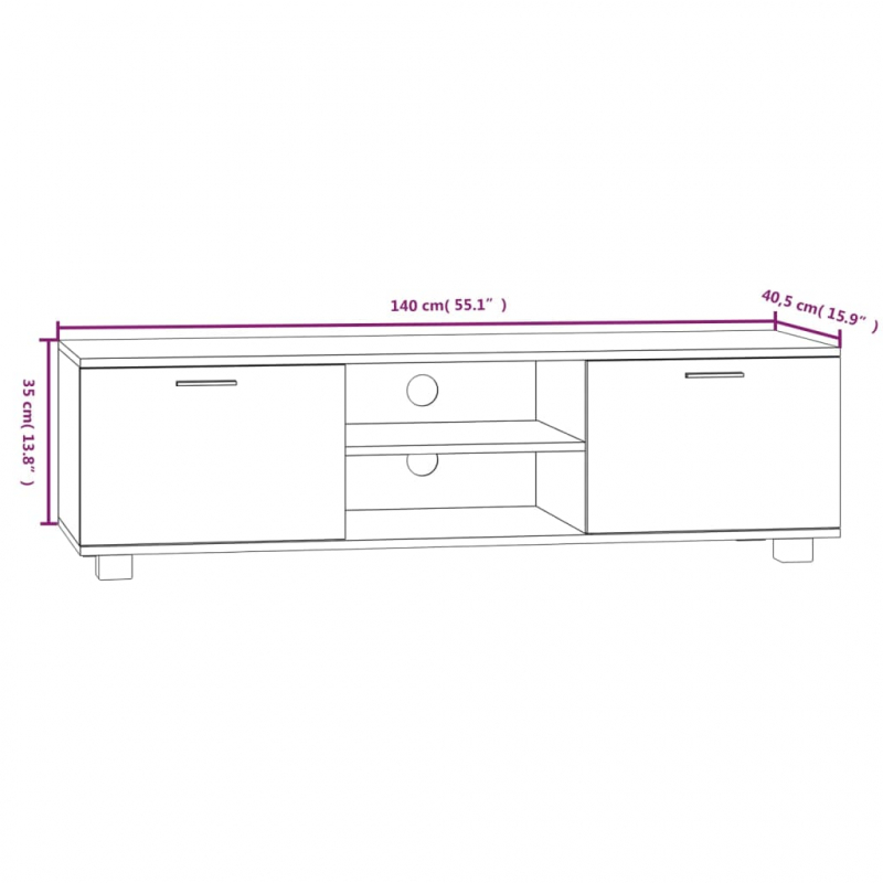 TV-Schrank Weiß 140x40,5x35 cm Holzwerkstoff