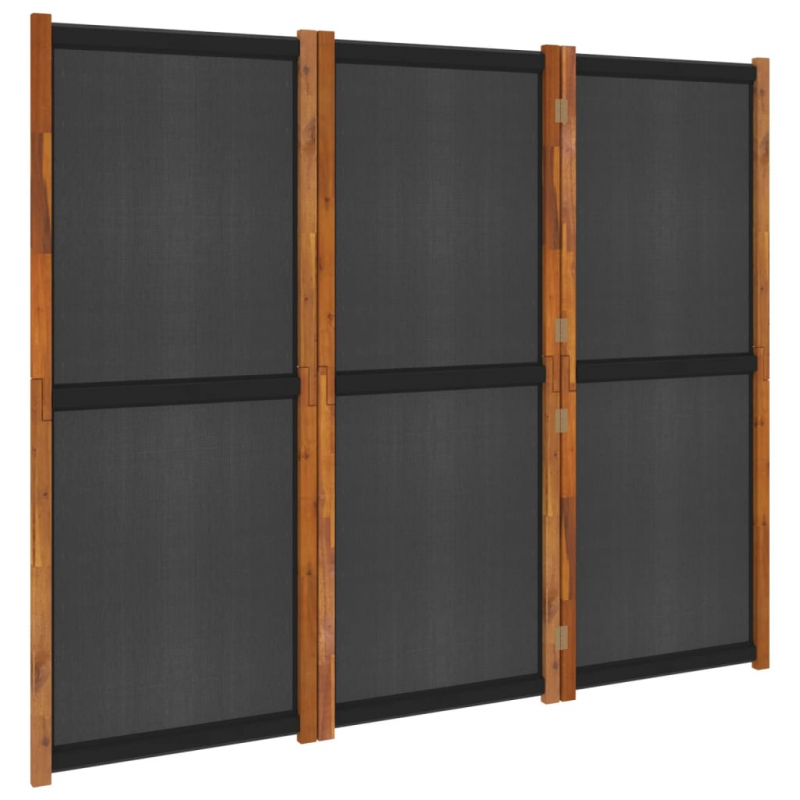 3-tlg. Raumteiler Schwarz 210x180 cm
