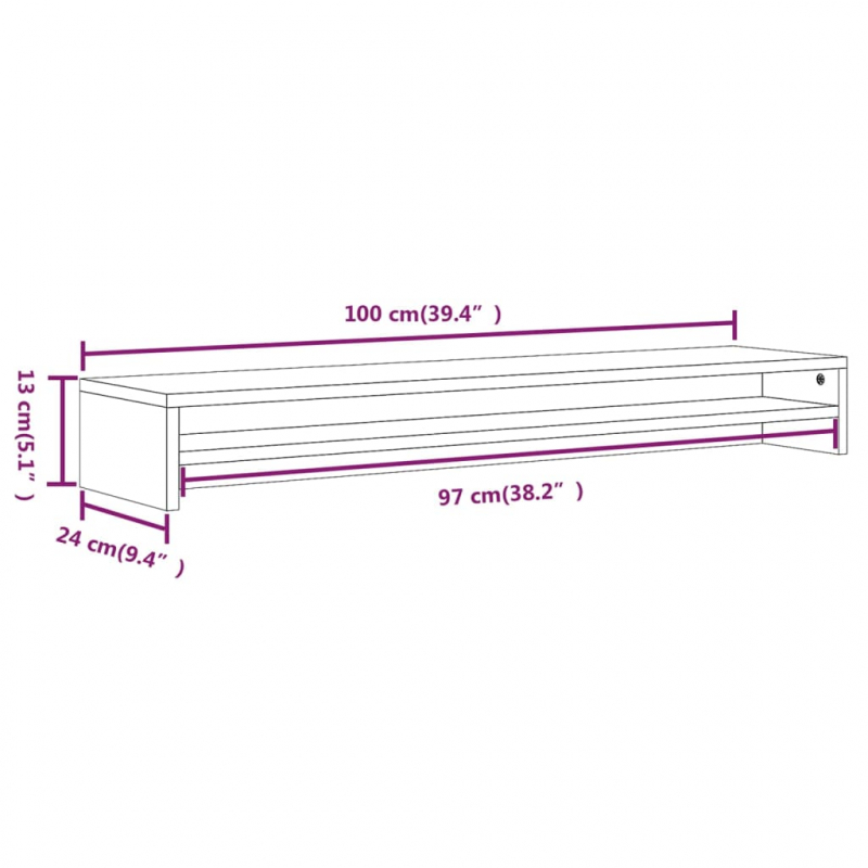 Monitorständer Grau Sonoma 100x24x13 cm Holzwerkstoff