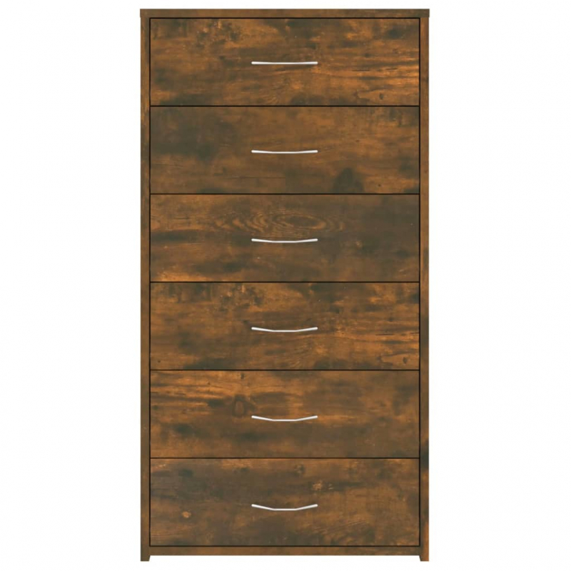 Sideboard 6 Schubladen Räuchereiche 50x34x96 cm Holzwerkstoff