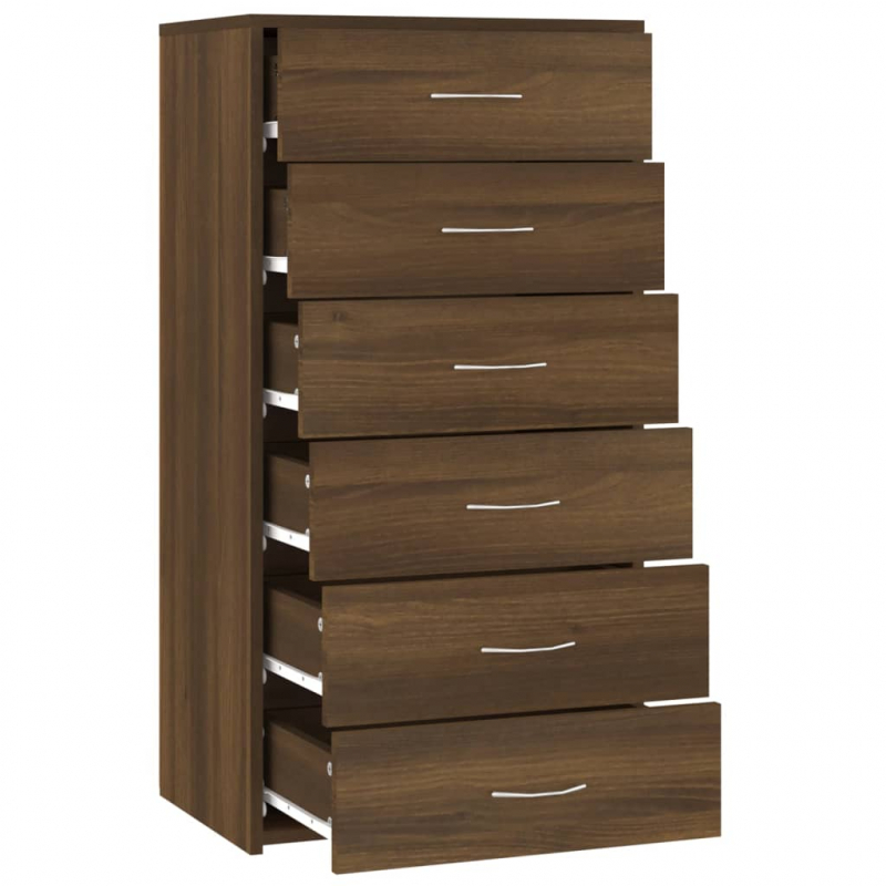 Sideboard mit 6 Schubladen Braun Eichen-Optik 50x34x96 cm
