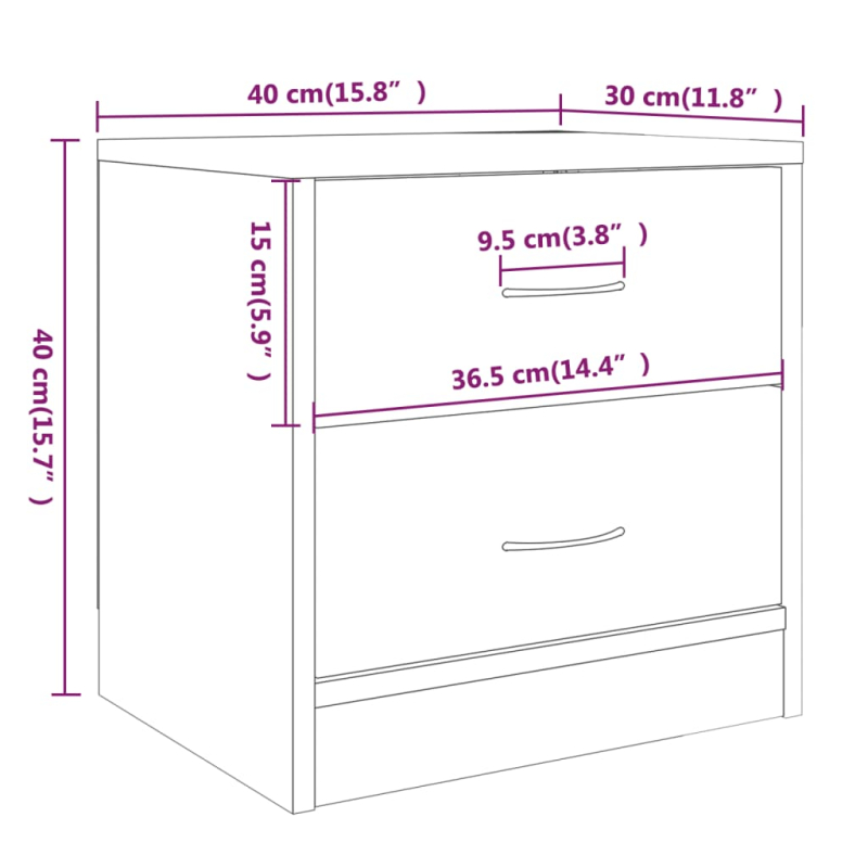 Nachttische 2 Stk. Grau Sonoma 40x30x40 cm Holzwerkstoff