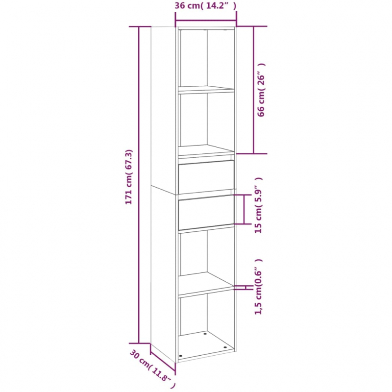 Bücherregal Grau Sonoma 36x30x171 cm Holzwerkstoff