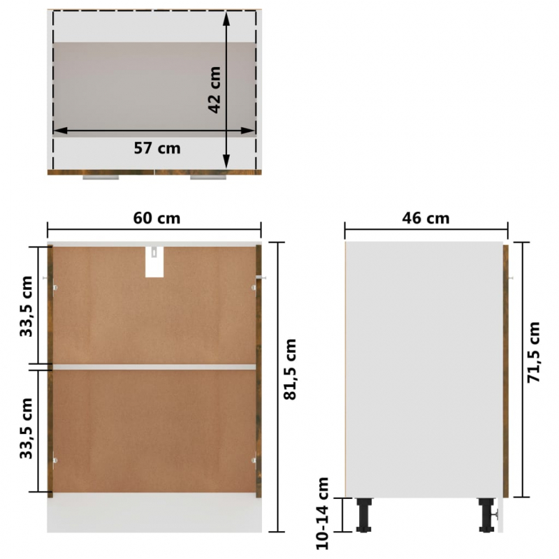 Unterschrank Lyon Räuchereiche 60x46x81,5 cm Holzwerkstoff