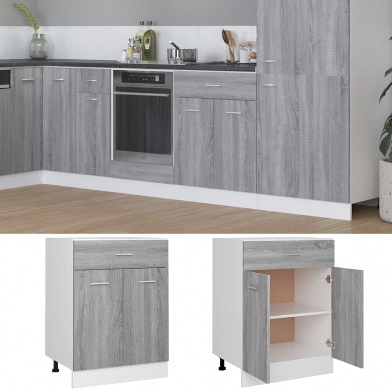 Unterschrank mit Schublade Lyon Grau Sonoma 60x46x81,5 cm
