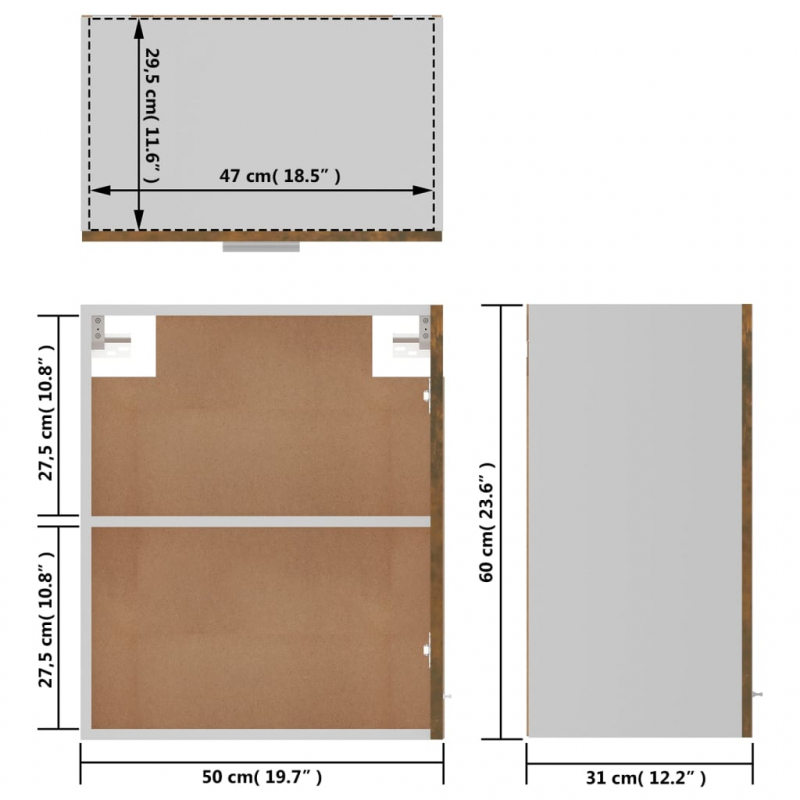 Hängeschrank Räuchereiche 50x31x60 cm Holzwerkstoff