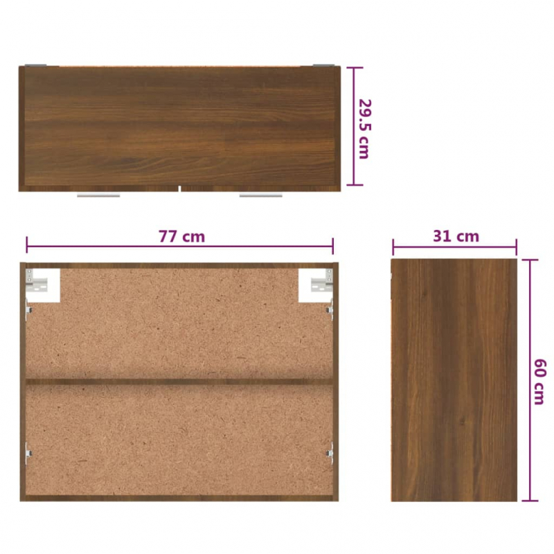 Hängeschrank Lyon Braun Eichen-Optik 80x31x60 cm Holzwerkstoff