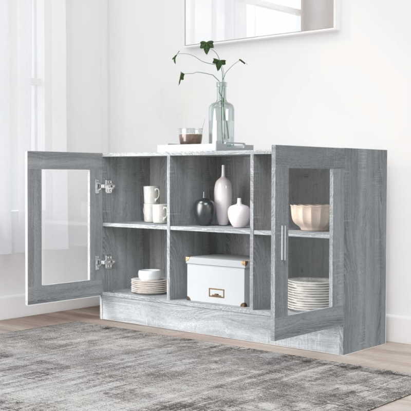 Vitrinenschrank Grau Sonoma 120x30,5x70 cm Holzwerkstoff