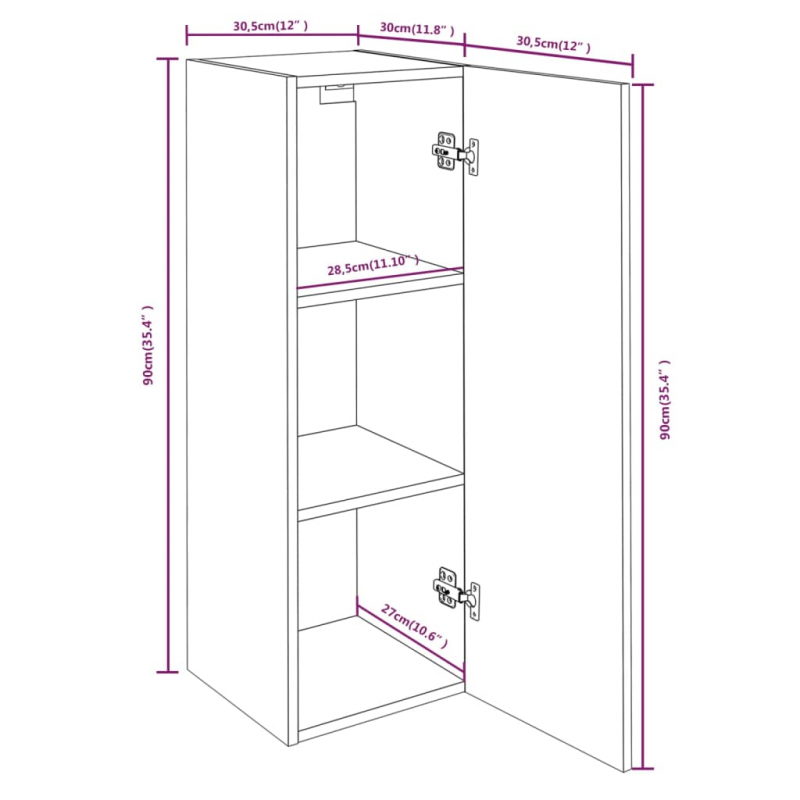 TV-Schrank Räuchereiche 30,5x30x90 cm Holzwerkstoff