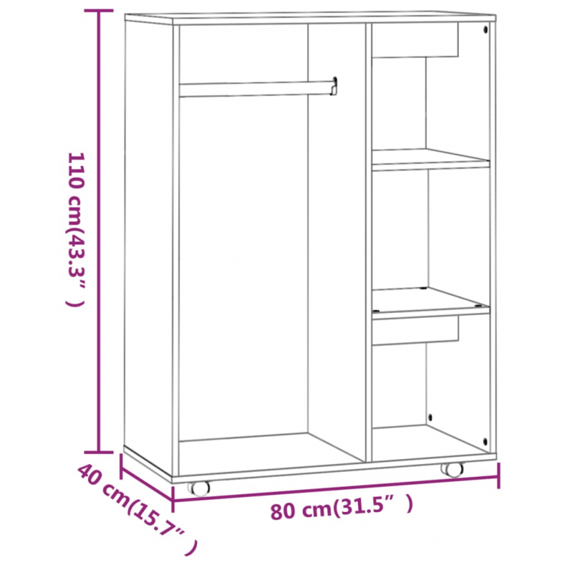 Kleiderschrank Räuchereiche 80x40x110 cm Holzwerkstoff