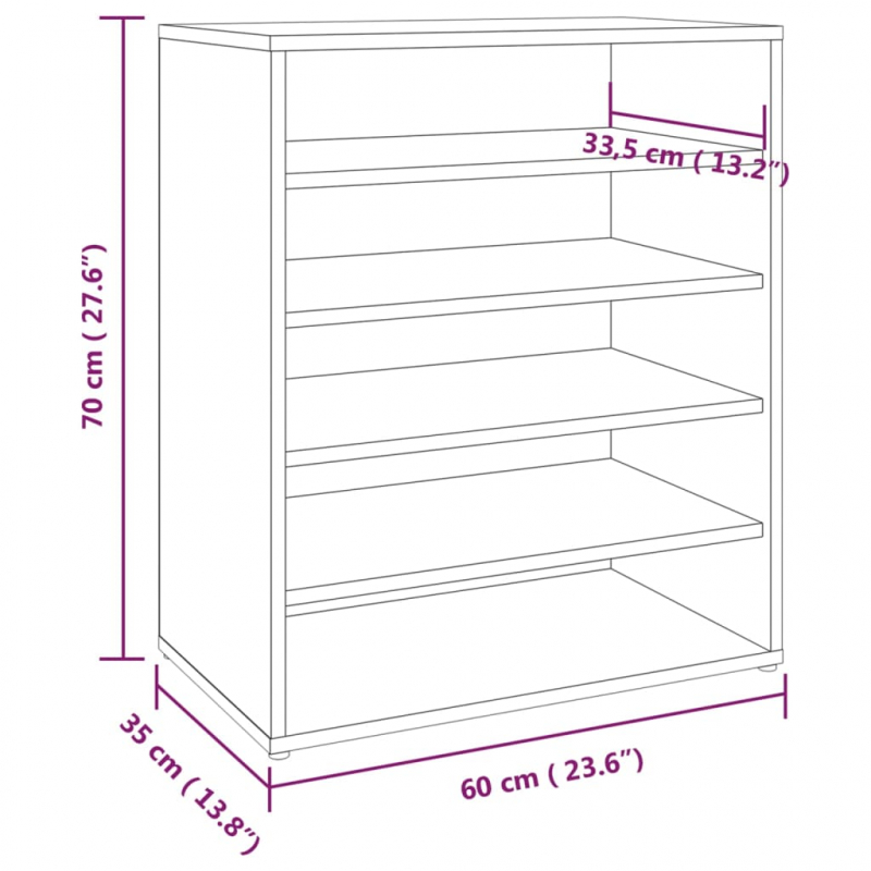 Schuhschrank Grau Sonoma 60x35x70 cm Holzwerkstoff