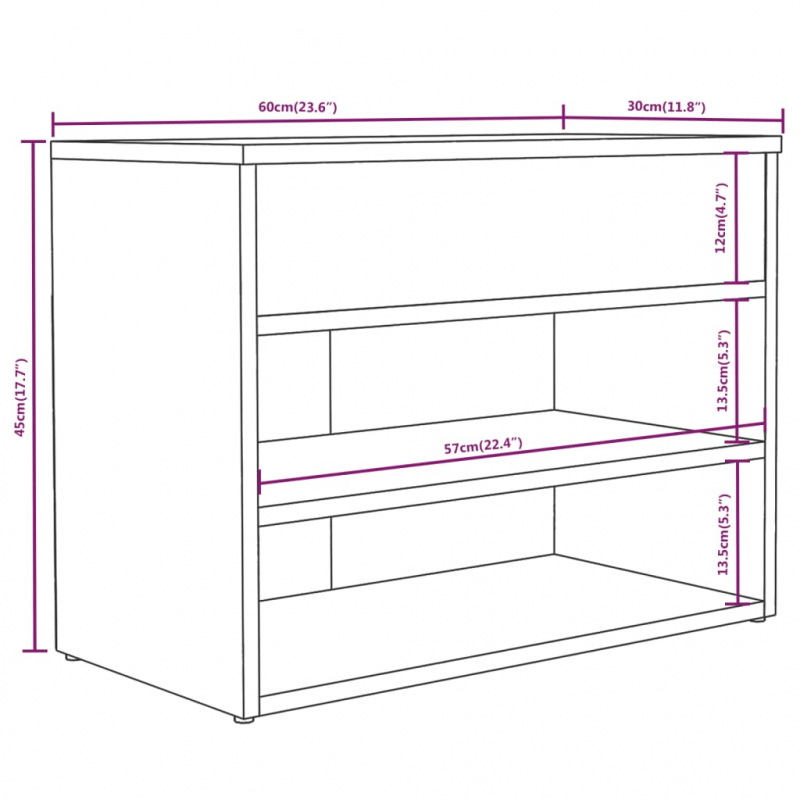 Schuhbank Braun Eichen-Optik 60x30x45 cm Holzwerkstoff