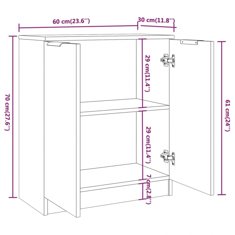 Sideboard Betongrau 60x30x70 cm Holzwerkstoff