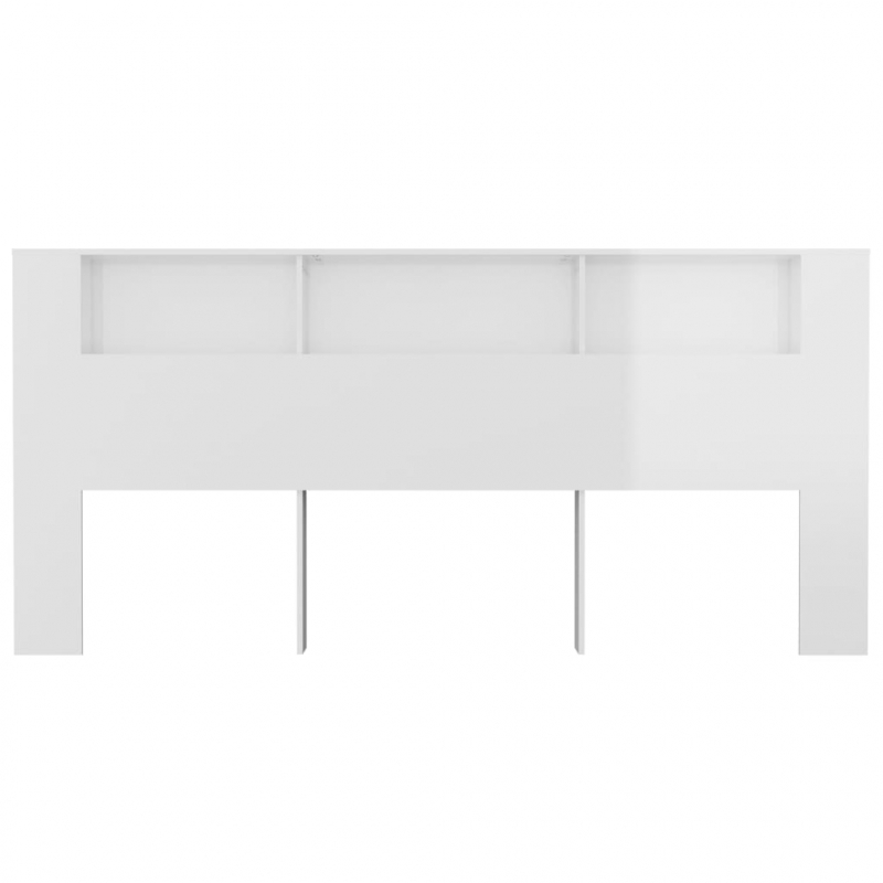 Kopfteil mit Ablagen Hochglanz-Weiß 220x18,5x104,5 cm