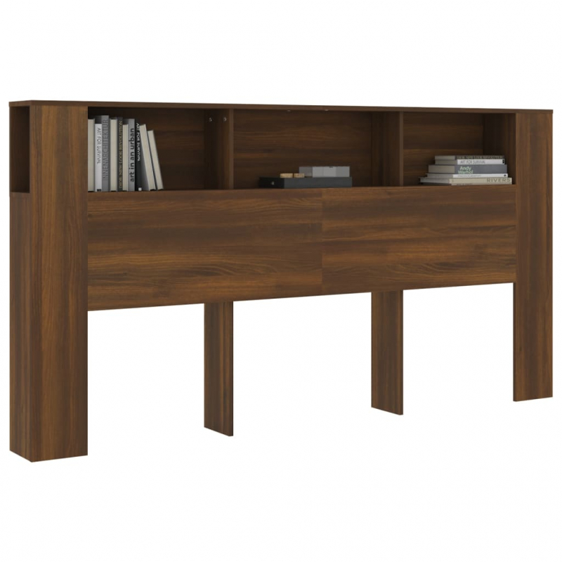 Kopfteil mit Ablagen Braun Eichen-Optik 200x18,5x104,5 cm