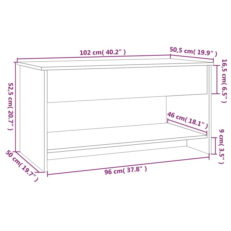Couchtisch Betongrau 102x50x52,5 cm Holzwerkstoff