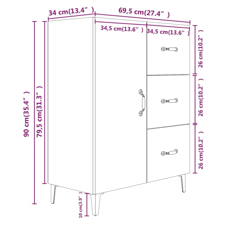 Sideboard Betongrau 69,5x34x90 cm Holzwerkstoff