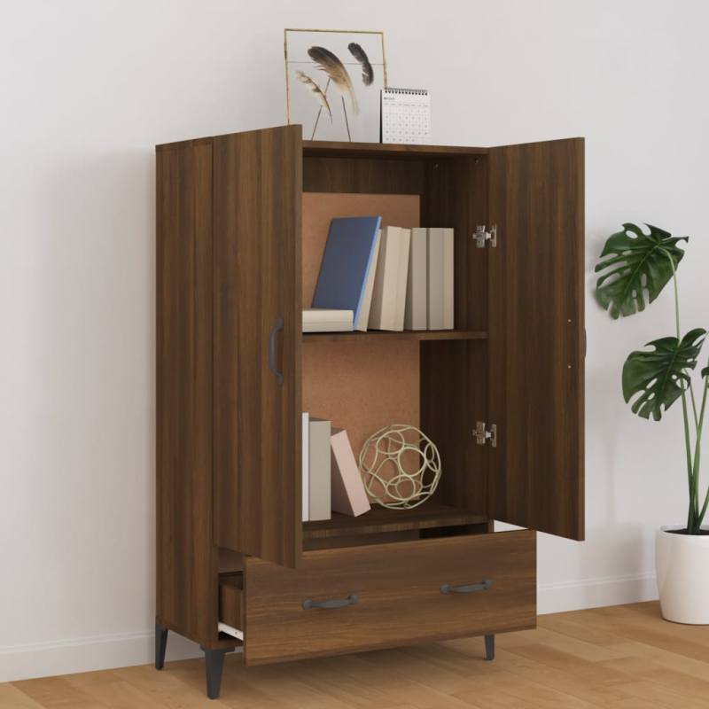 Highboard Braun Eichen-Optik 70x31x115 cm Holzwerkstoff