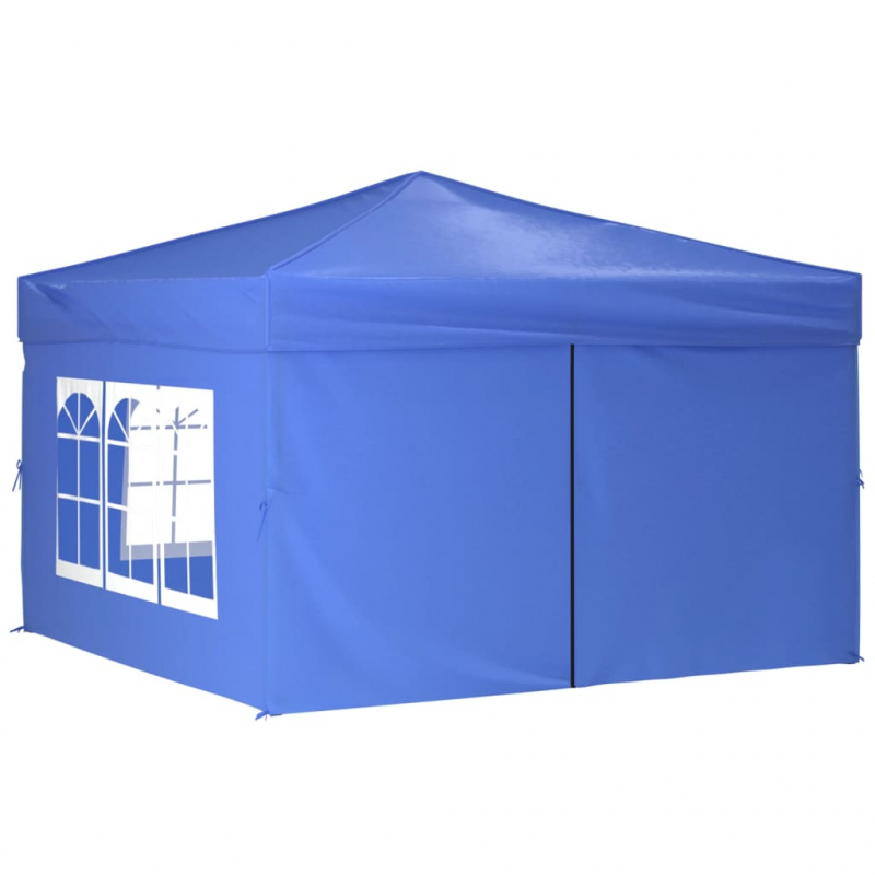 Partyzelt Faltbar mit Seitenwänden Blau 3x3 m