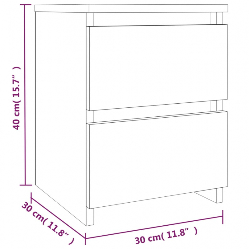 Nachttisch Braun Eichen-Optik 30x30x40 cm Holzwerkstoff